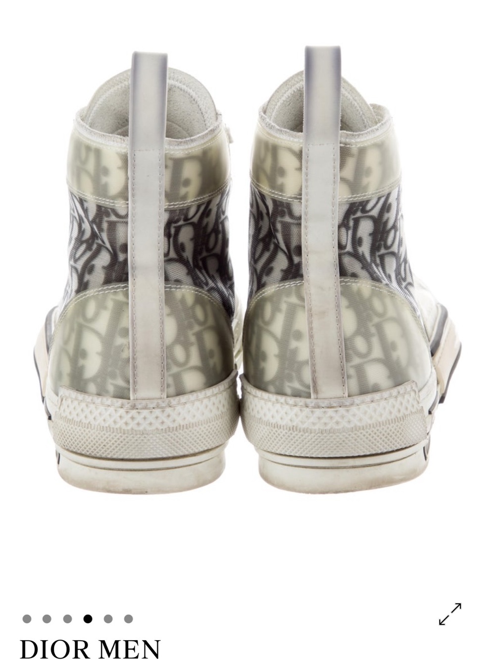 Dior High-Top Sneaker in White and Gray Monogram - Picture 4 of 6